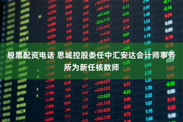 股票配资电话 思城控股委任中汇安达会计师事务所为新任核数师