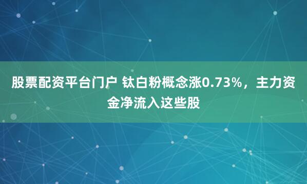 股票配资平台门户 钛白粉概念涨0.73%，主力资金净流入这些股
